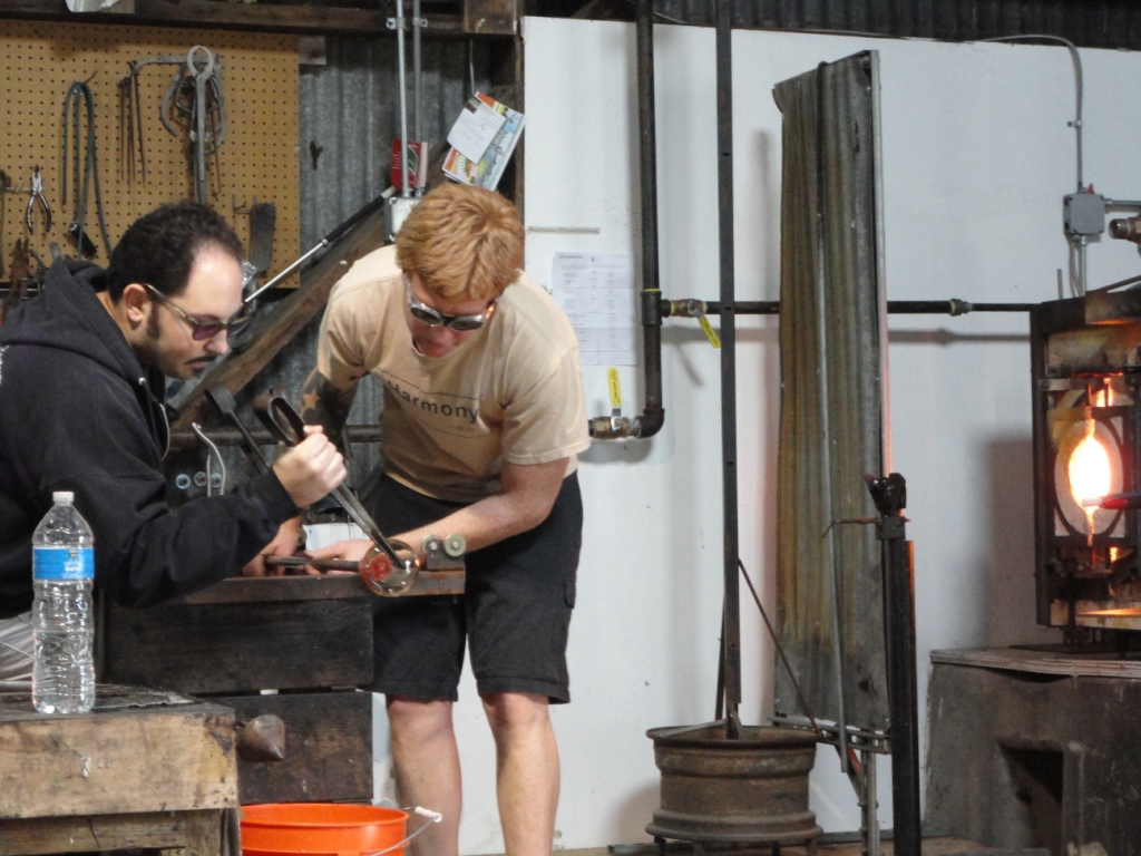 Private glassblowing instruction at Harmony Glassworks, original official photograph